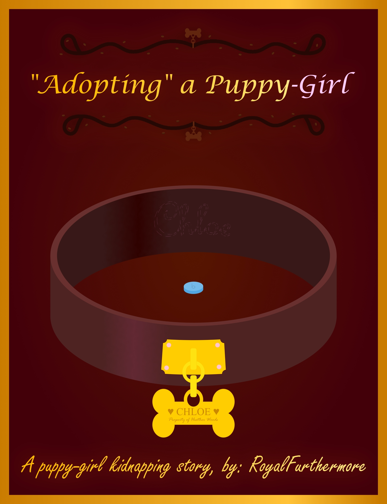 
                        Cover art, image consists of a Title and vector art of a collar with a tag which reads: Chloe, Property of Heather Woods
                    